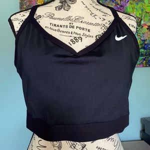 NIKE Indy Racerback sport bra black with removable pads and comfort band. EUC.